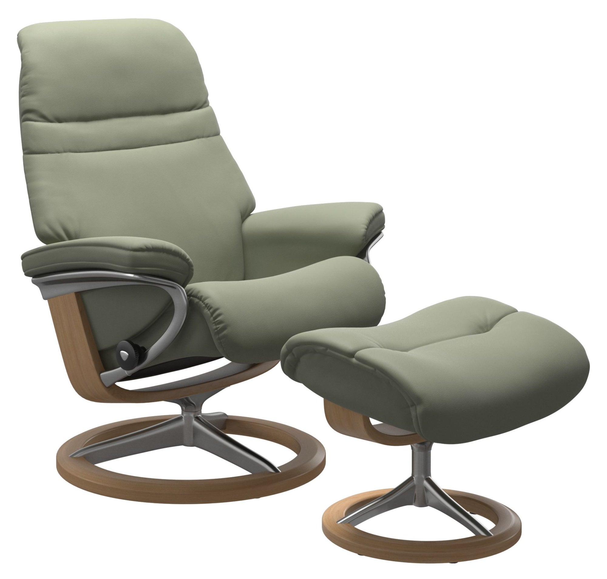IN-STOCK | Stressless SUNRISE Medium Chair and Stool | Shadow Green Paloma Leather