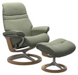 IN-STOCK | Stressless SUNRISE Medium Chair and Stool | Shadow Green Paloma Leather