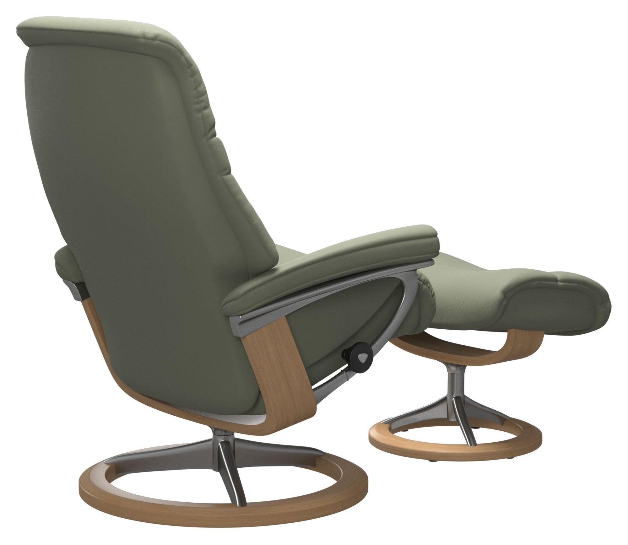 IN-STOCK | Stressless SUNRISE Medium Chair and Stool | Shadow Green Paloma Leather