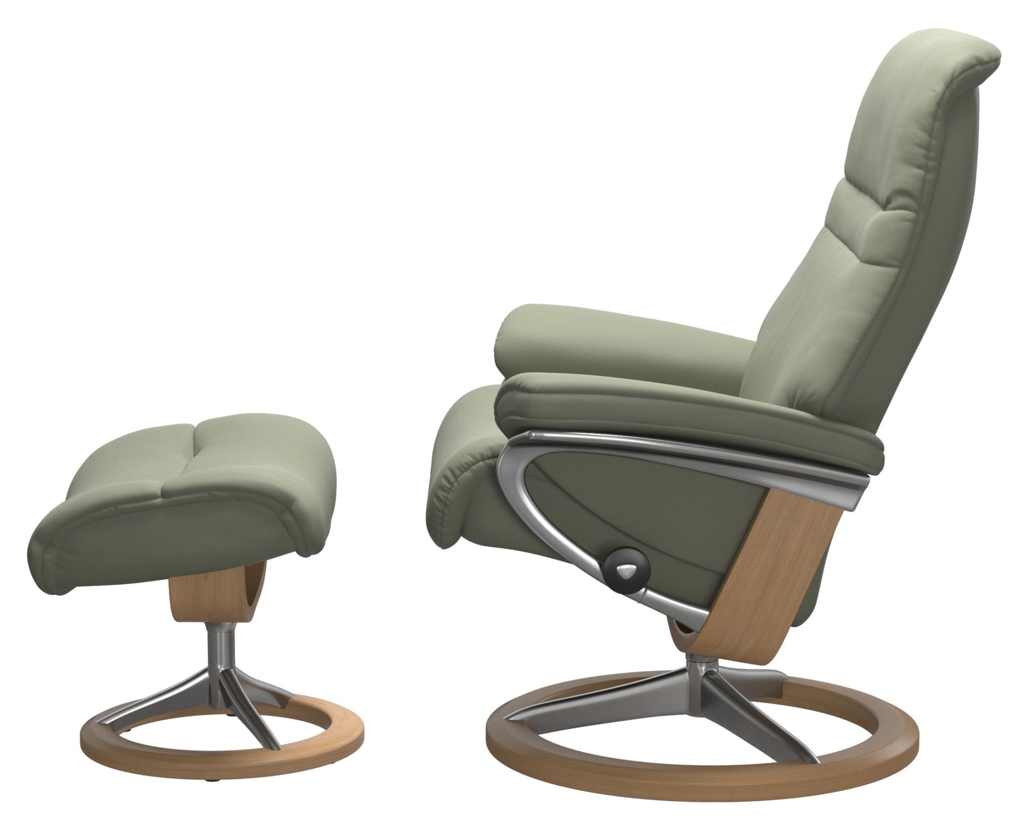 IN-STOCK | Stressless SUNRISE Medium Chair and Stool | Shadow Green Paloma Leather