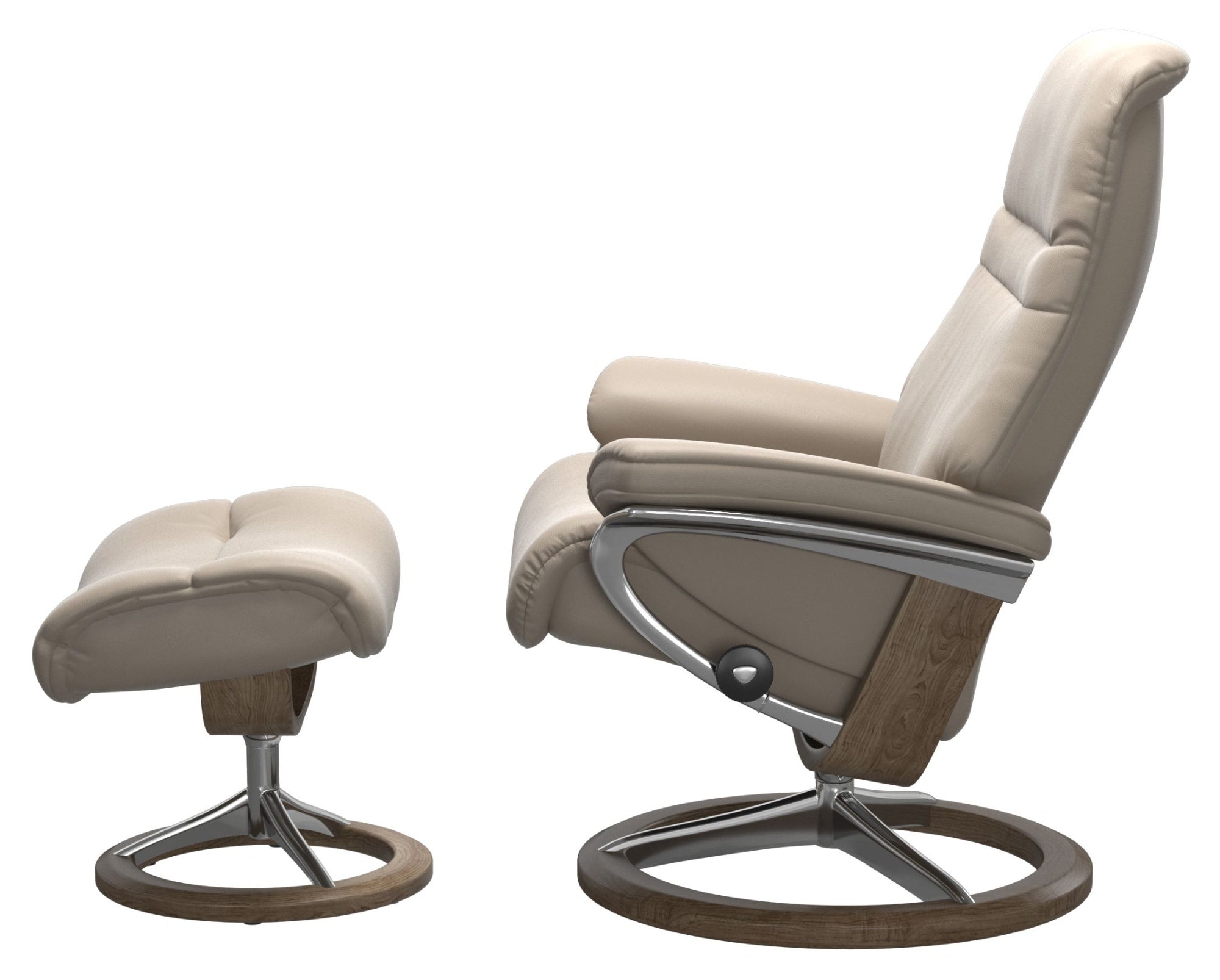 IN-STOCK | Stressless SUNRISE Medium Chair and Stool | Mushroom Paloma Leather