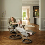IN-STOCK | Stressless SUNRISE Medium Chair and Stool | Mushroom Paloma Leather