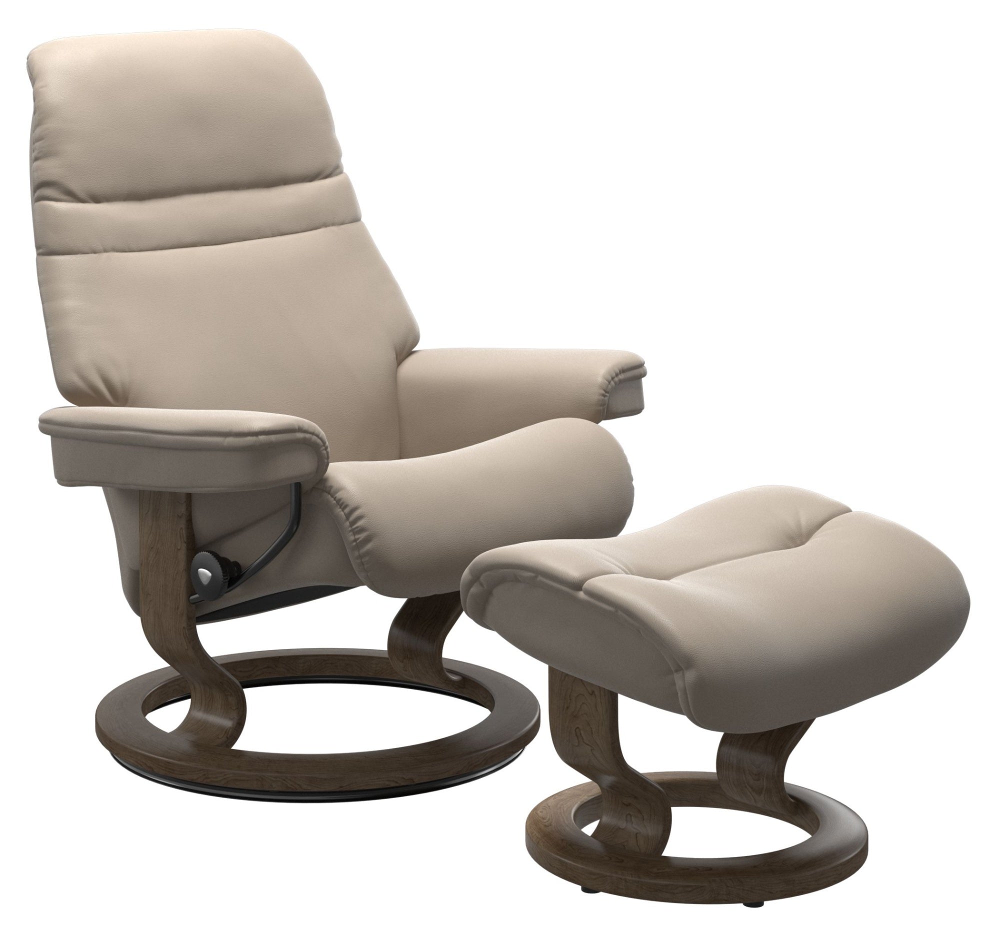 IN-STOCK | Stressless SUNRISE Medium Chair and Stool | Mushroom Paloma Leather
