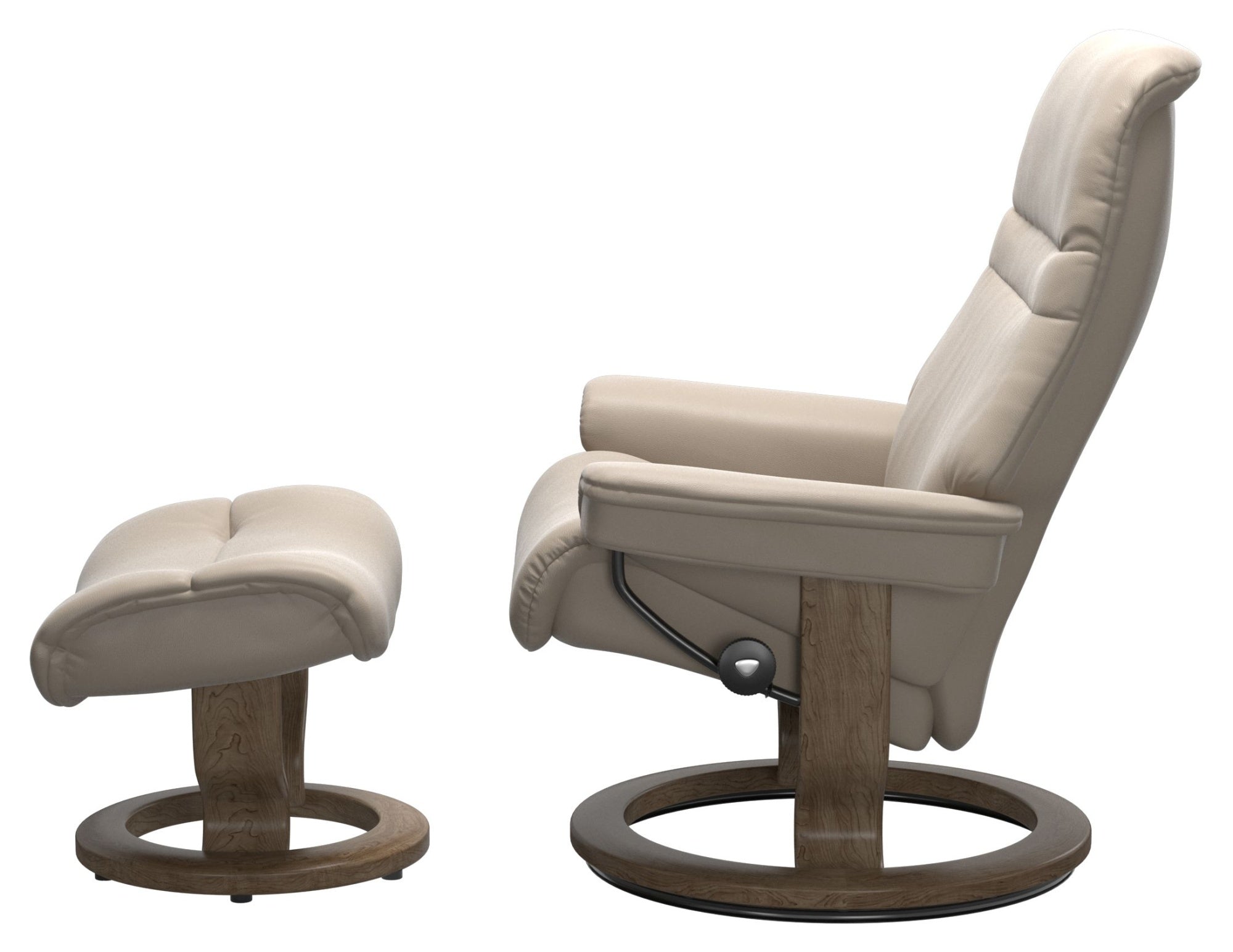 IN-STOCK | Stressless SUNRISE Medium Chair and Stool | Mushroom Paloma Leather