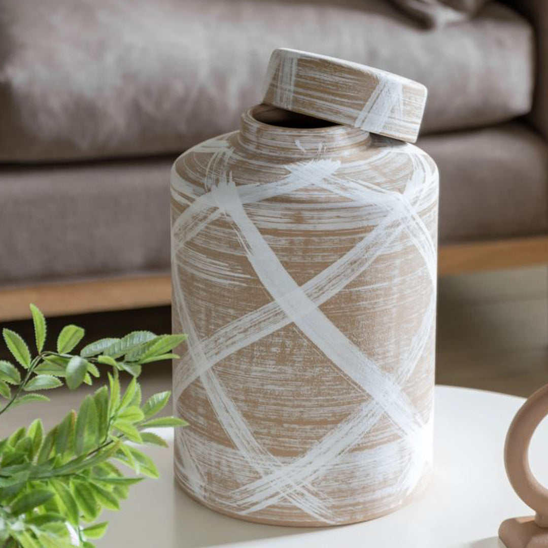 Tarka  Beige and White Jar