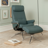 Stressless BERLIN Leather Recliner Chair with Adjustable Headrest and Footstool (M)