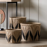 Cameroon Baskets Natural & Black Set of 3