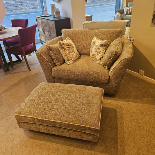 Renata Grand Split Sofa, Snuggler & Stool