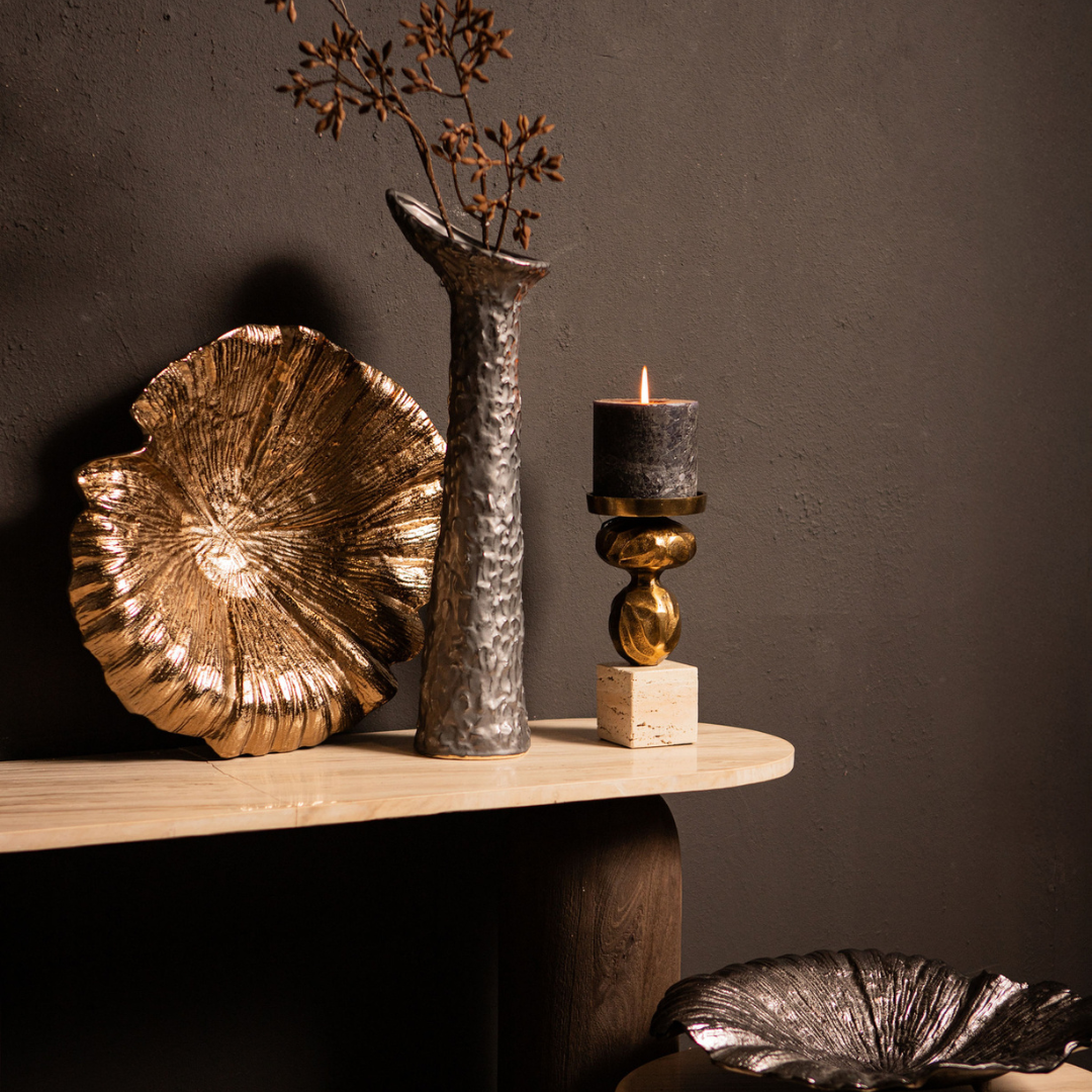 Losh Brown Gold Wavy Leaf Bowl