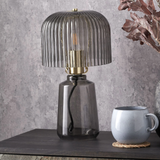 Zandra Grey Ribbed Glass Table Lamp