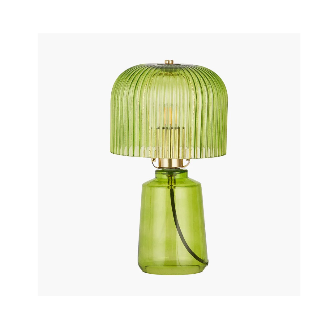 Zandra Spring Green Ribbed Glass Table Lamp