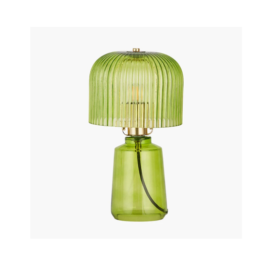 Zandra Spring Green Ribbed Glass Table Lamp
