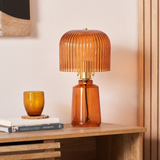 Zandra Orange Ribbed Glass Table Lamp
