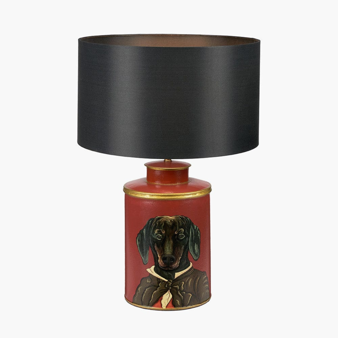 Dachshund Red Hand Painted Metal Table Lamp