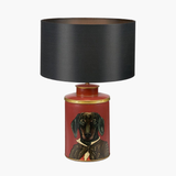 Dachshund Red Hand Painted Metal Table Lamp