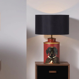 Dachshund Red Hand Painted Metal Table Lamp
