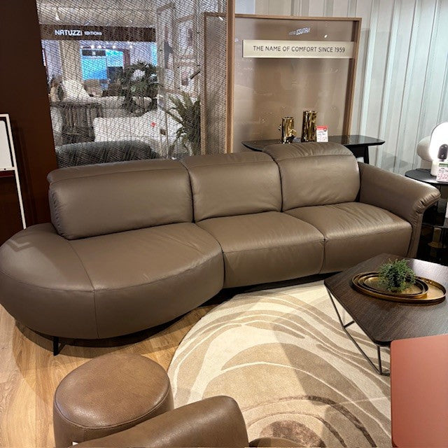 Natuzzi Editions VENEZIA Large Leather Sofa with Curved End