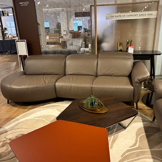 Natuzzi Editions VENEZIA Large Leather Sofa with Curved End