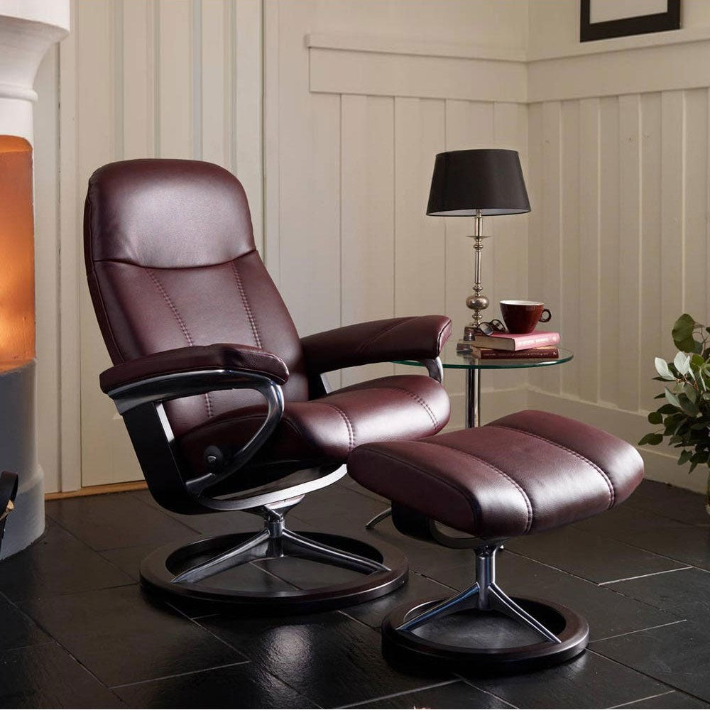 Stressless CONSUL Leather Recliner Chair and Footstool (M)