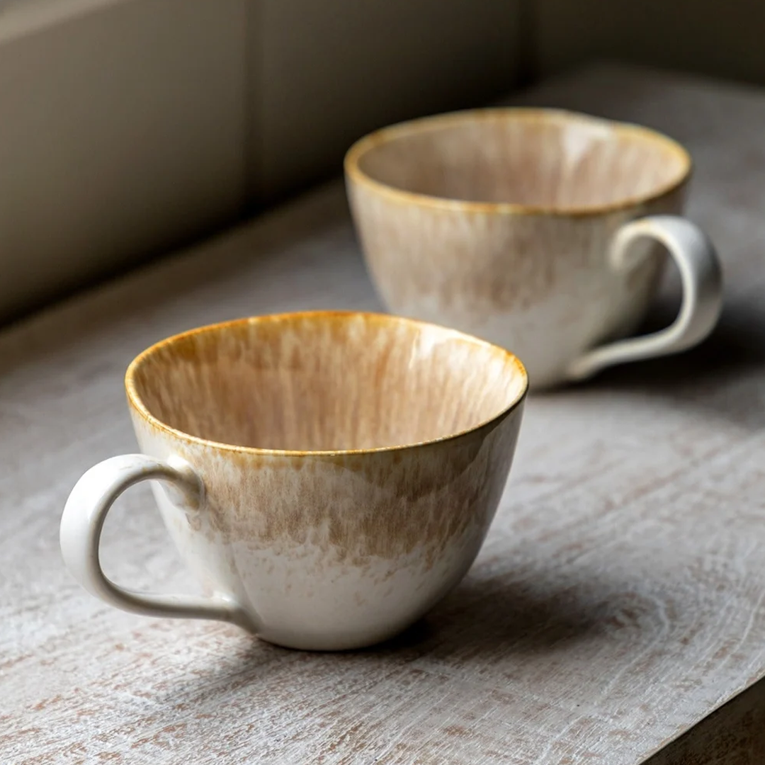 Gallery Direct Reactive Organic Mugs - Set of 4 Camel