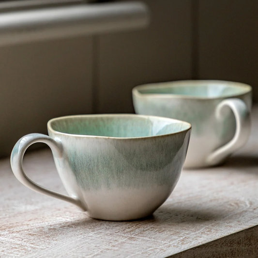 Gallery Direct Reactive Organic Mugs - Set of 4 Duck Egg
