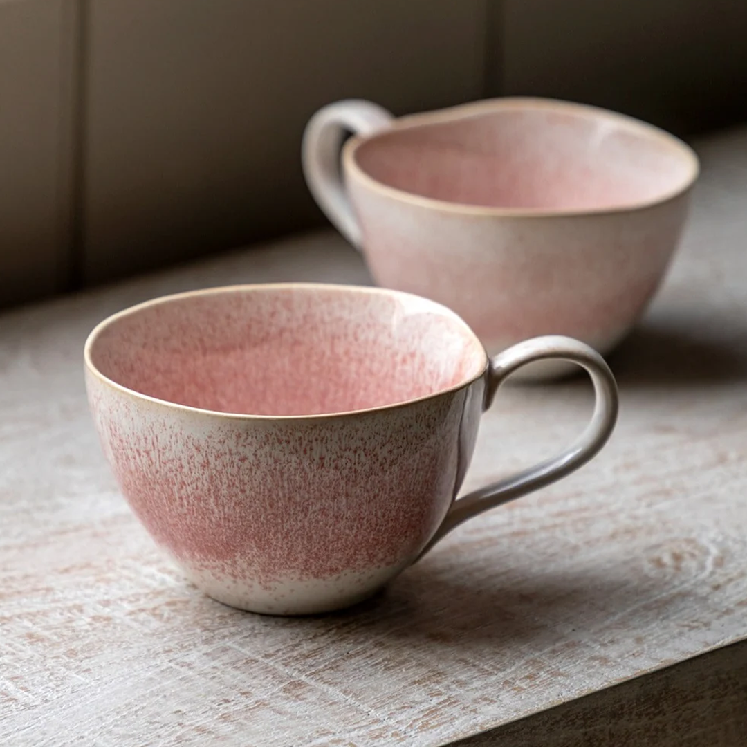 Gallery Direct Reactive Organic Mugs - Set of 4 Rose Pink