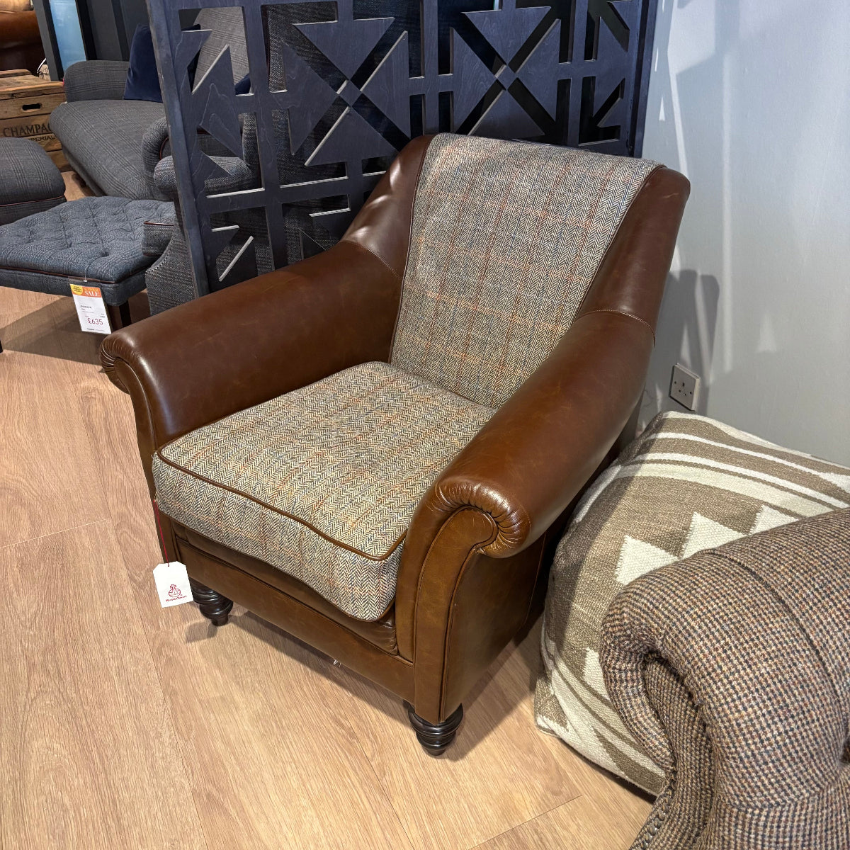 Tetrad DALMORE Harris Tweed and Leather Accent Chair