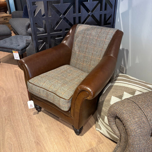Tetrad DALMORE Harris Tweed and Leather Accent Chair