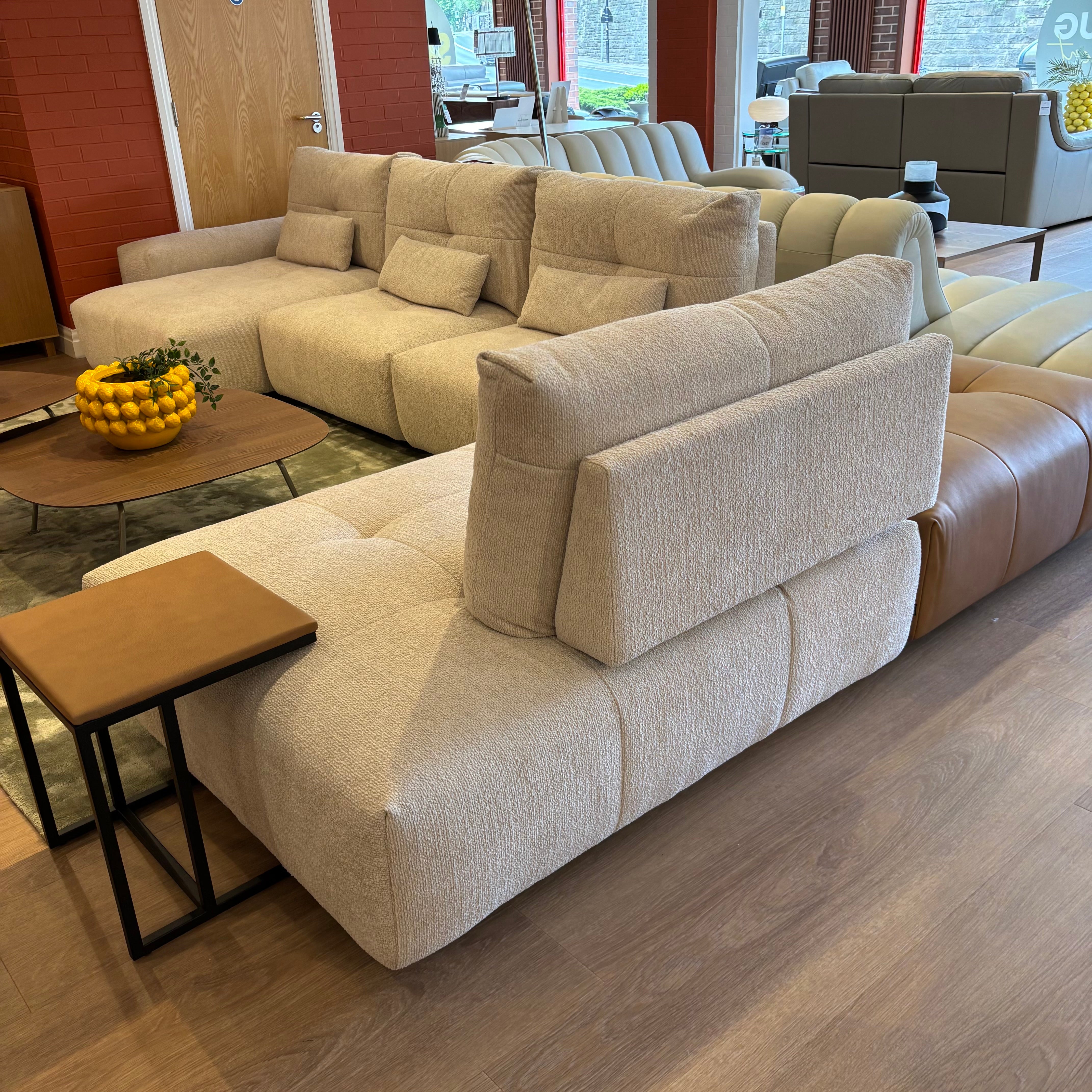 ARIA Corner Sofa with Power Backrest, Cushions and Table
