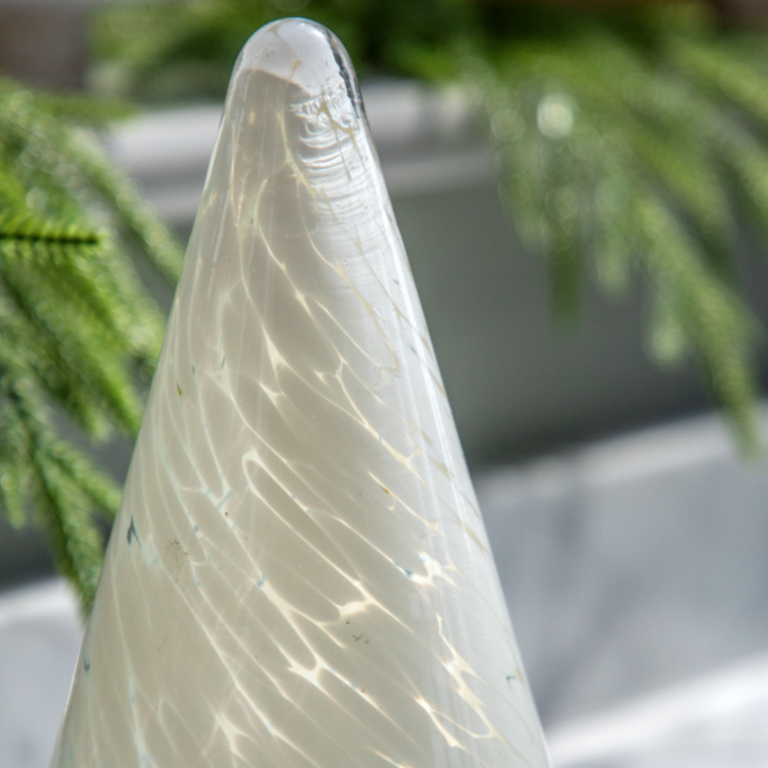 Large White Confetti Glass Tree Decoration