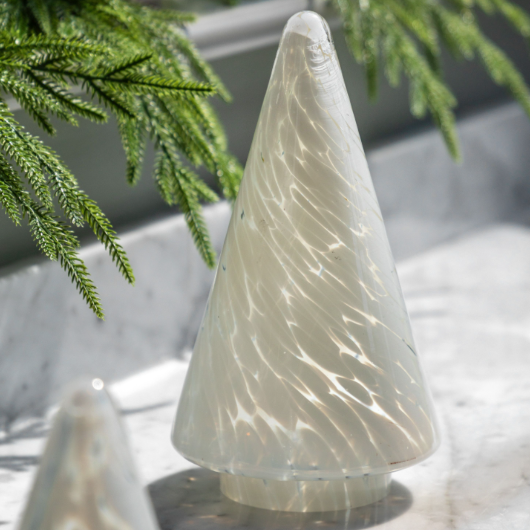 Large White Confetti Glass Tree Decoration