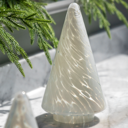 Large White Confetti Glass Tree Decoration