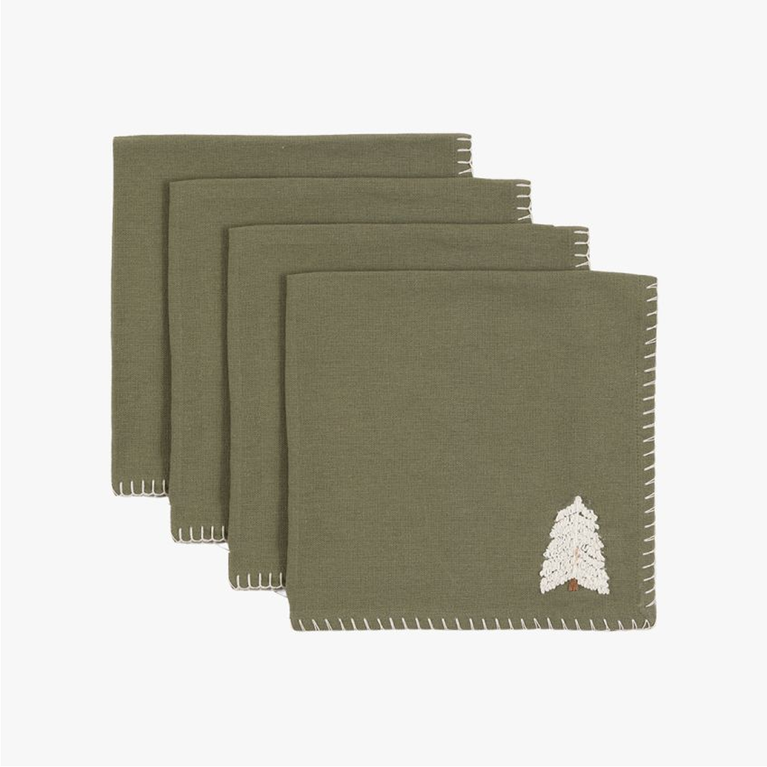 Gallery Direct Woodland Embroidered Tree Napkin