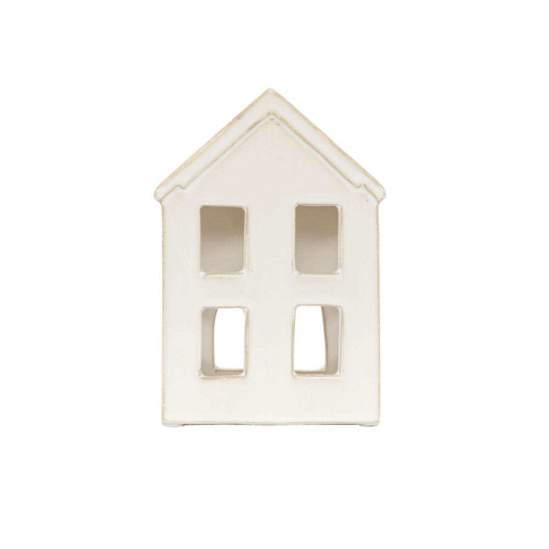 Pearly White Houses Tealight Holder Single