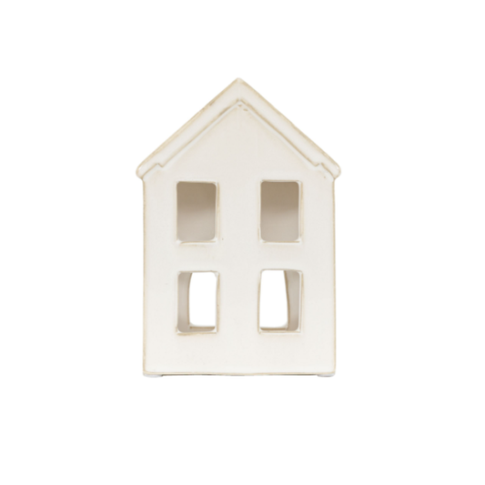 Pearly White Houses Tealight Holder Single