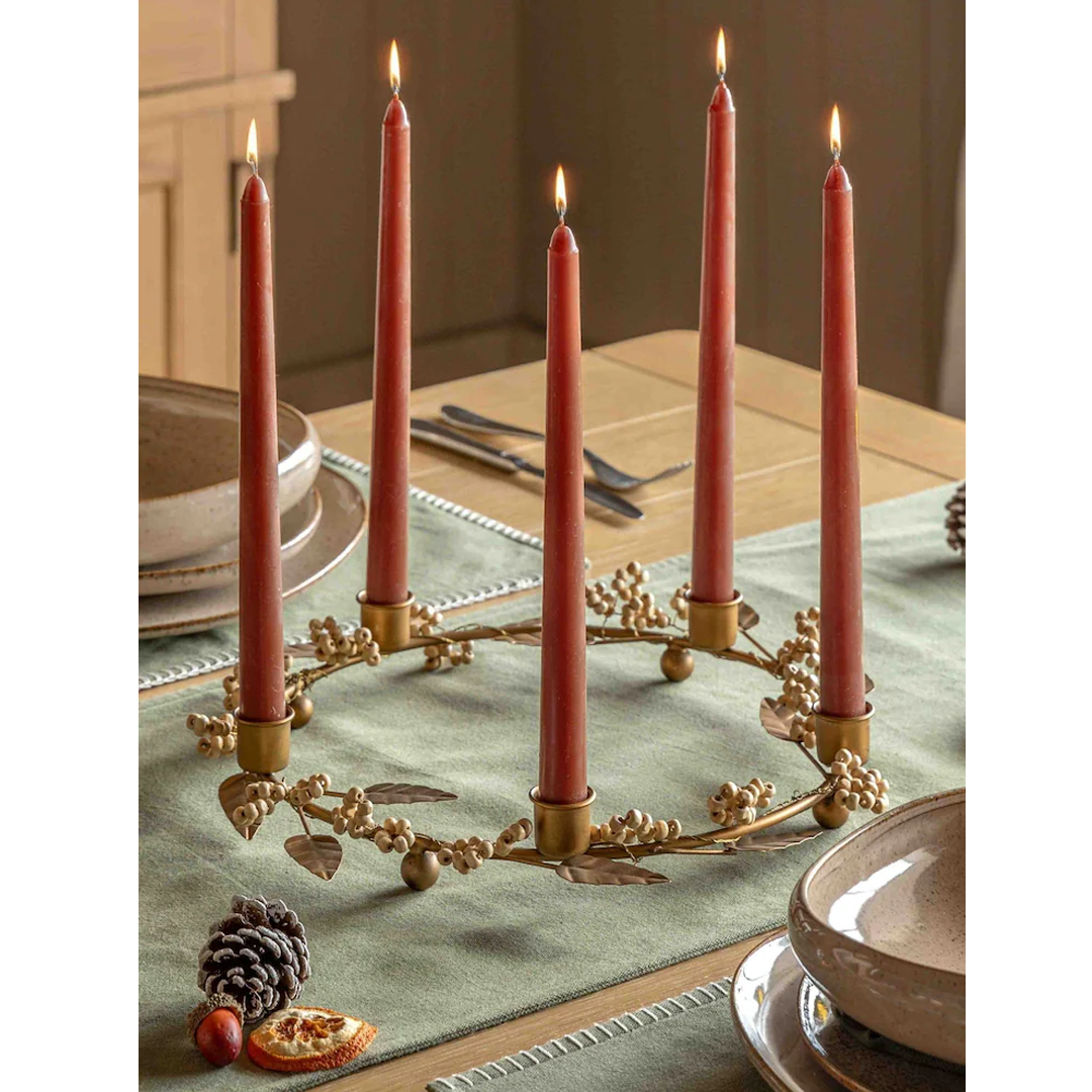 Gallery Direct Woodland Berry Leaf Gold Candle Ring
