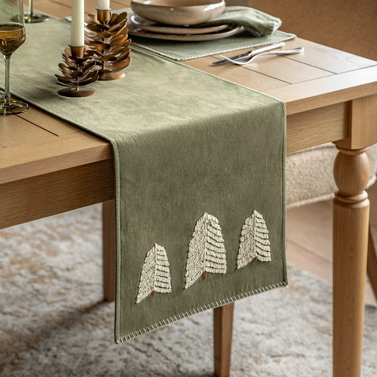 Gallery Direct Woodland Embroidered Trees Table Runner