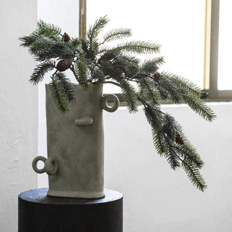Green Pine with Pinecones Branch