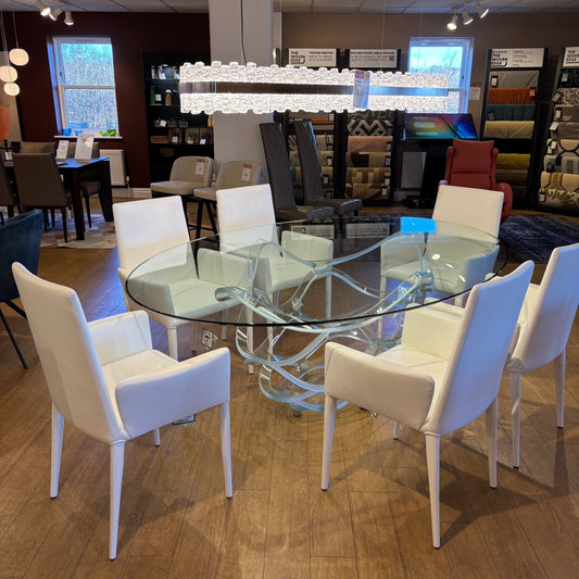 Reflex Neolitico Glass Dining Table and 6 Bella Leather Chairs
