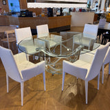 Reflex Neolitico Glass Dining Table and 6 Bella Leather Chairs
