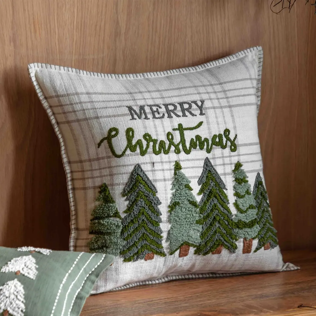 Gallery Direct Woodland Merry Christmas Trees Cushion