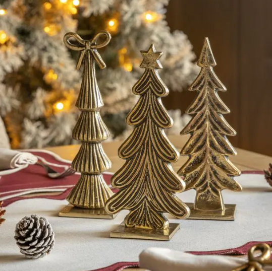 Gallery Direct Heritage Set of 3 Gold Tree Ornaments Ornaments