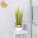 Faux Reed Grass in Straw Pot