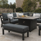 La Rochelle Corner Sofa with Square Firepit Table & 2 Benches Set