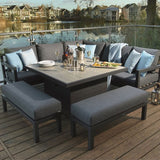 La Rochelle Corner Sofa with Square Firepit Table & 2 Benches Set