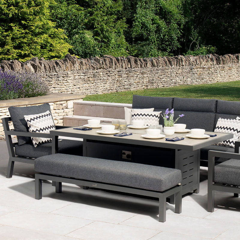 La Rochelle Reclining Dining Set with Firepit