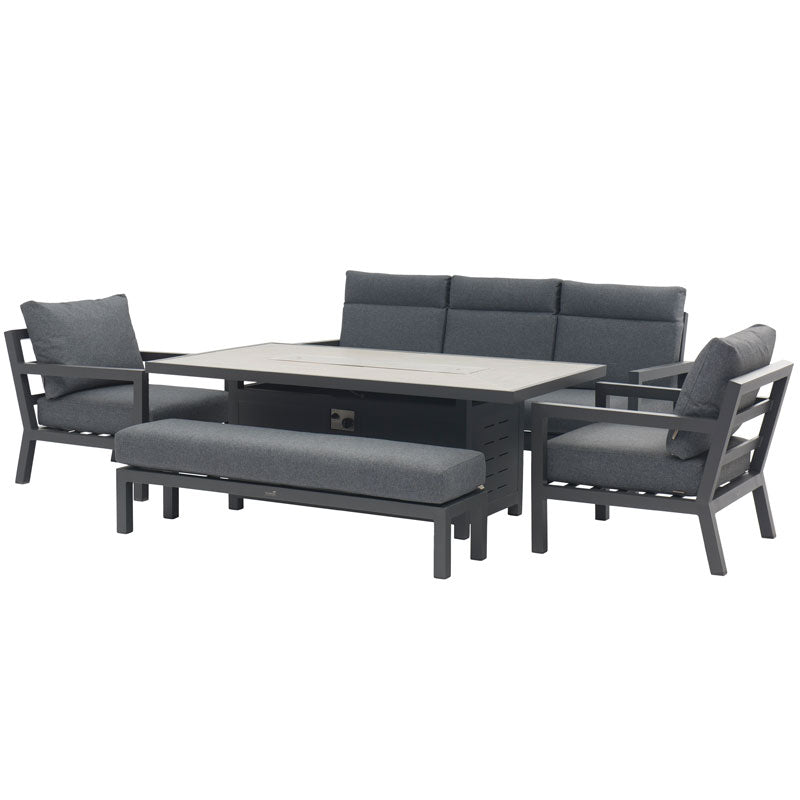 La Rochelle Reclining Dining Set with Firepit