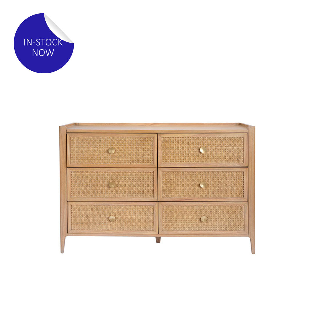 IN-STOCK | Bergere Wide 6 Drawer Chest