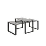 IN-STOCK | CLARA Smoke Glass & Black Metal Coffee Table Set