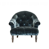 Alexander & James Imogen Buttoned Chair. The chair is in a plush Blue/Green Velvet 